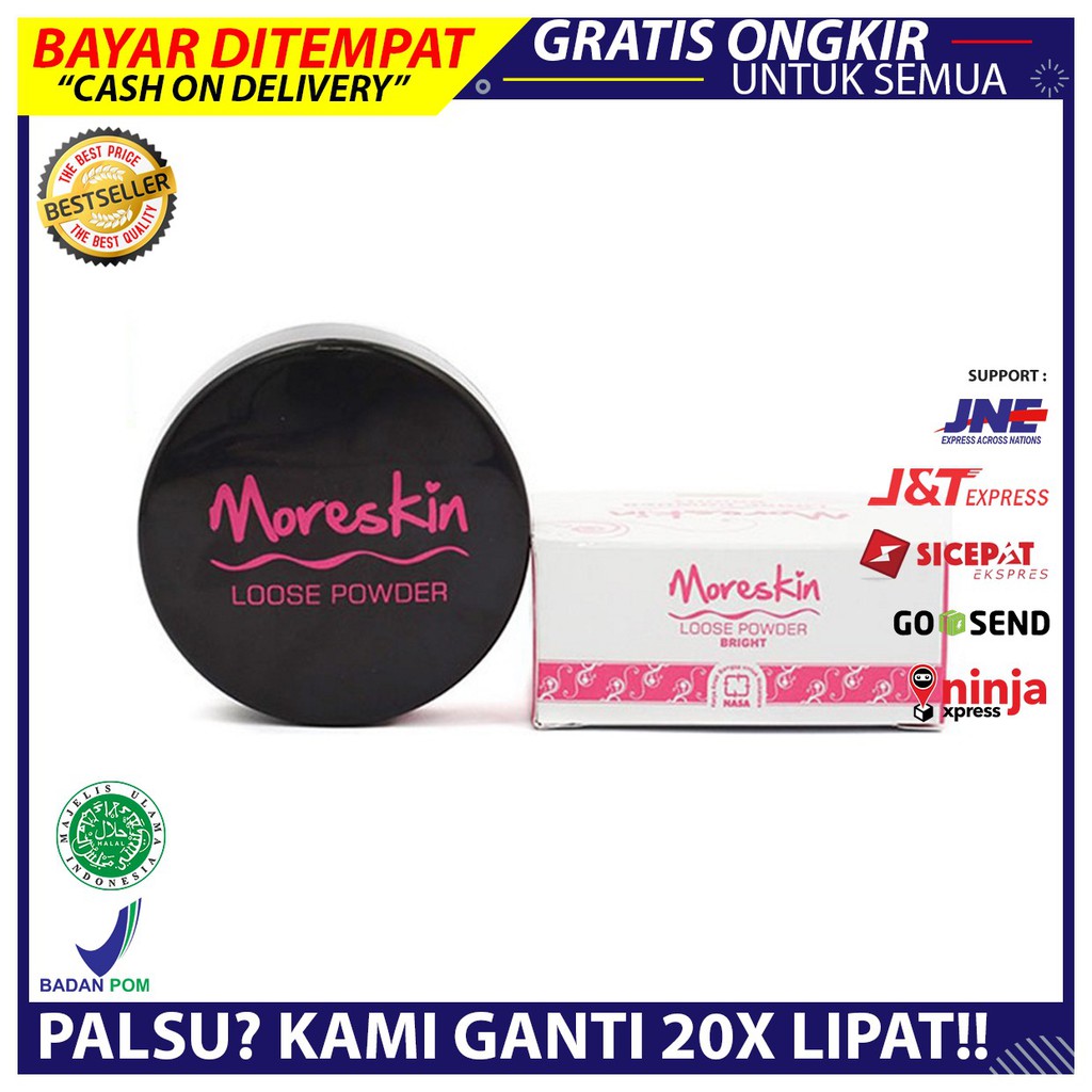 bedak glowing wajah / bedak natural / bedak pemutih muka moreskin loose powder bright Terbaik/skinca