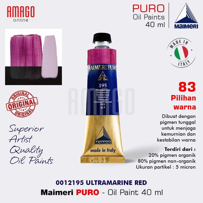 MAIMERI PURO - OIL PAINT - ULTRAMARINE RED - 40ML - M0012195