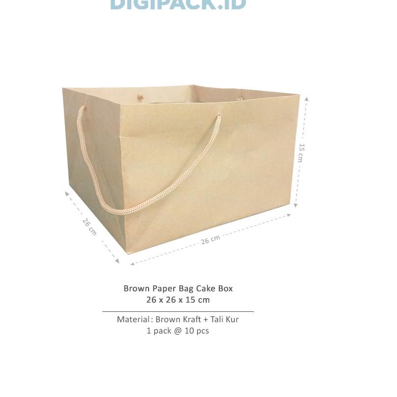 

☺ [Digipack] Brown Paper Bag Cake Box 26 x 26 x 15 | Kantong Kertas ●