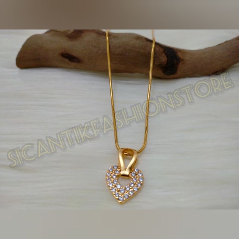 PROMO kalung Titanium plus lionti love permata fashion wanita terlaris anti Karat lapis emas bagus