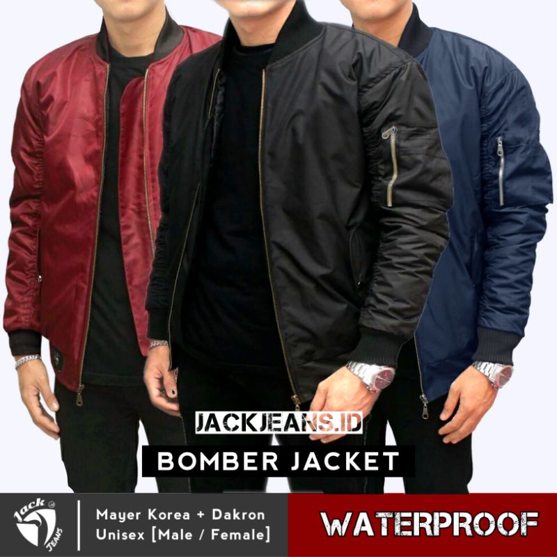 [ PREMIUM QUALITY ] Jaket Bomber Pria Wanita Polos Anti Air Waterproof Tebal JACKJEANS.ID-Warna Acak