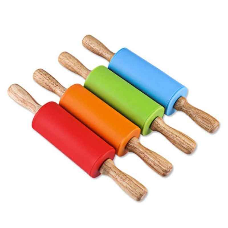 ROLLING PIN SILICONE DENGAN PEGANGAN KAYU/ PENGGILING ADONAN SERBAGUNA / ROLLING PIN UNTUK ADONAN