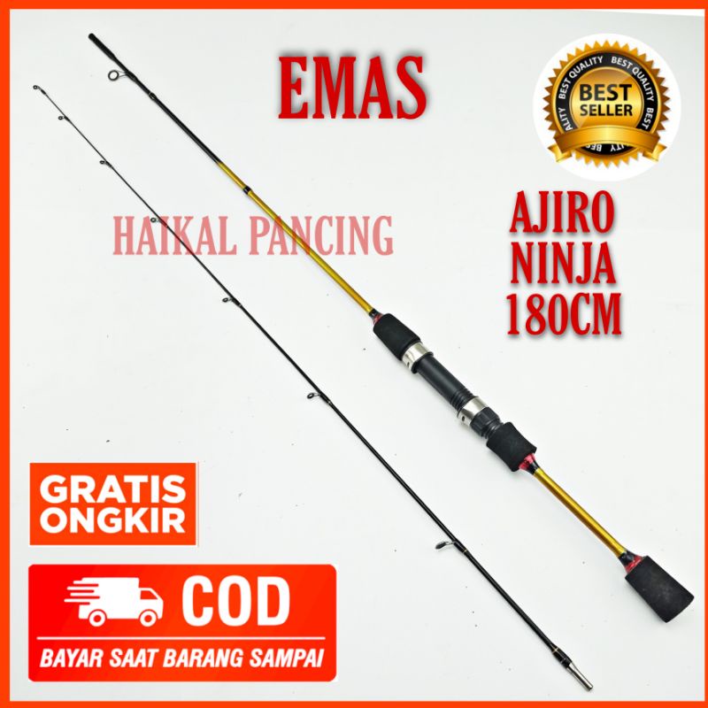 joran pancing fiber solid ultralight udang lentur ajiro ninja kuning 150 165 180 198 cm