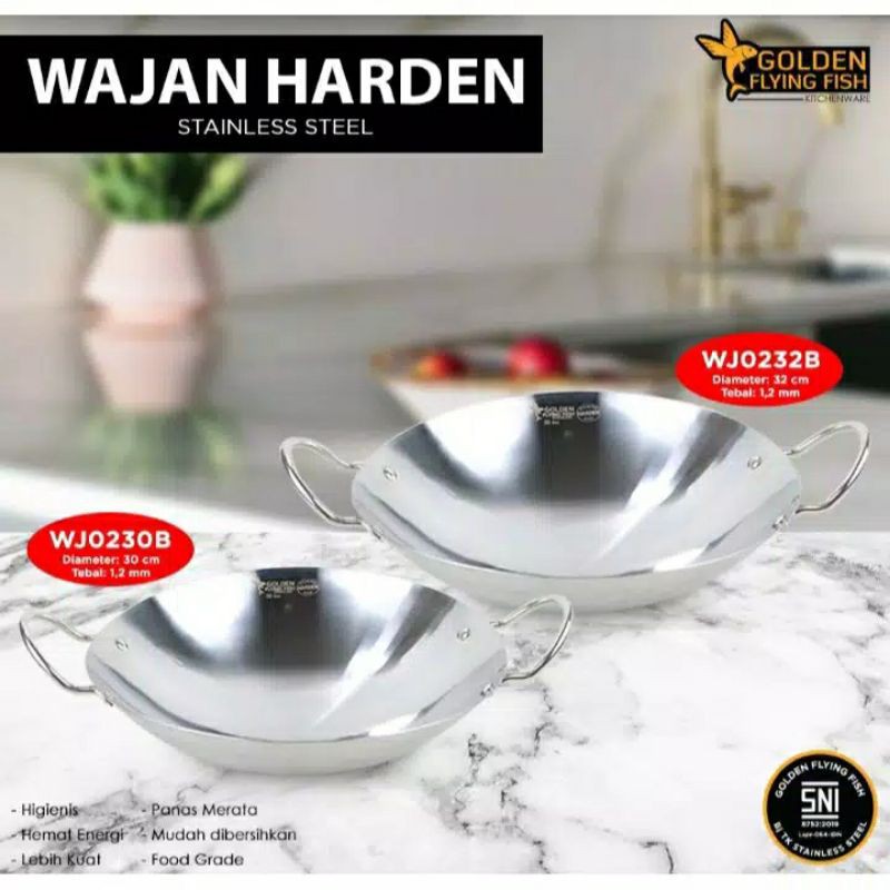WAJAN HARDEN GOLDEN FLYING FISH - WAJAN HARDEN STAINLESS STEEL ukuran 30 ,32