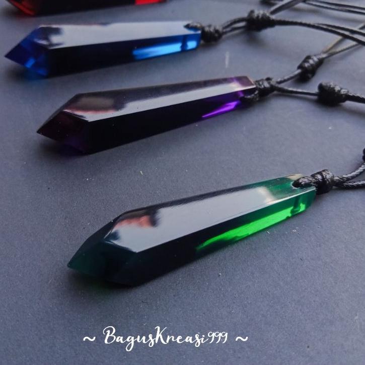 Langsung Kirim Kalung Pria Wanita Viral Resin Black Green Purple Blue Red Royal