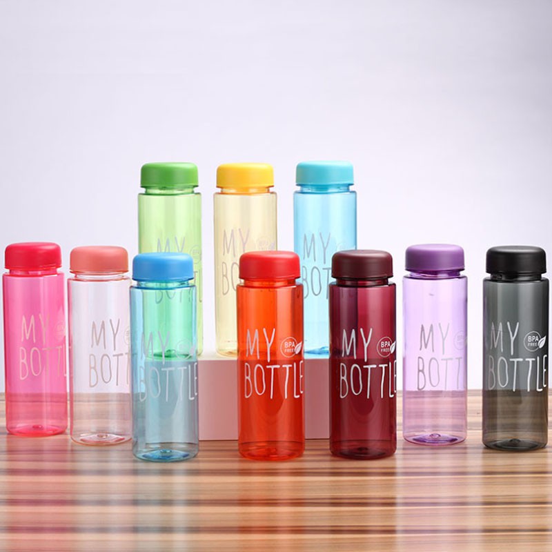 BOTOL MINUM MY BOTTLE WARNA BPA FREE BULAT 500ML ANTI PECAH + SARUNG PUTIH