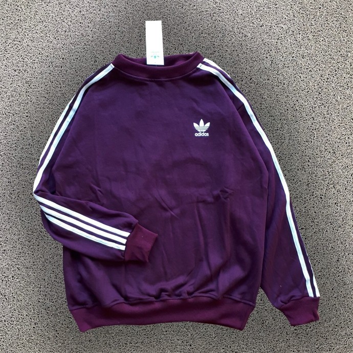 CREWNECK SWEATER ADIDAS ESSENTIALS 3 STRIPES SLEEVES BASIC LOGO WHITE MAROON