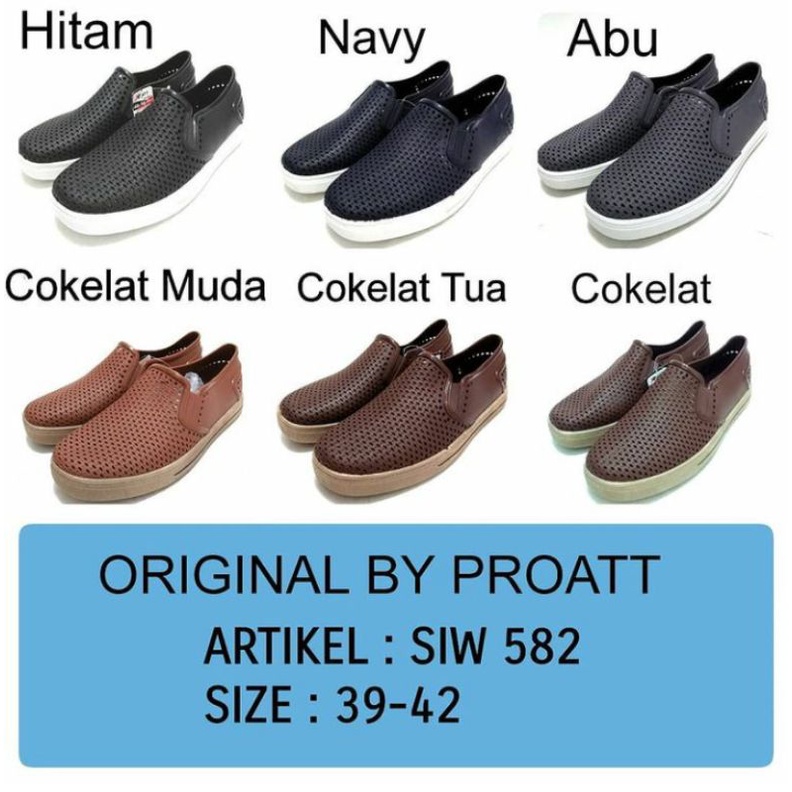 SEPATU SLIP ON COWOK ATT SIW 582 BAHAN KARET ANTI AIR MURAH RINGAN DIPAKAI HARGA TERMURAH