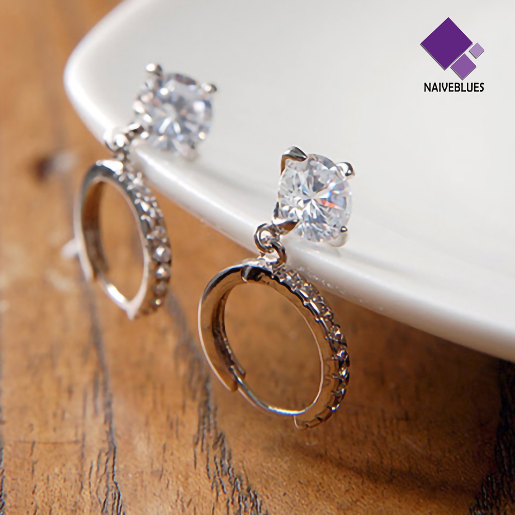 Anting Liontin Kristal Berlian Imitasi Model Menjuntai