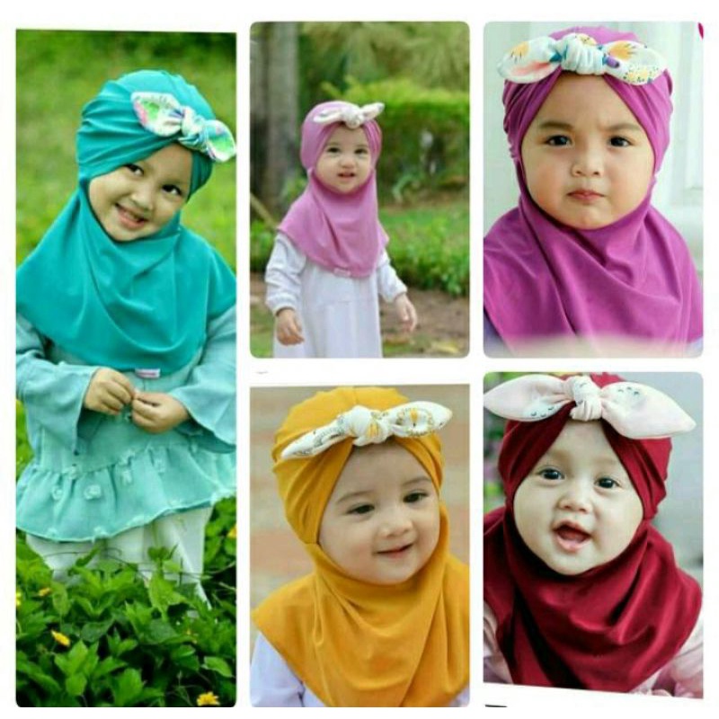 Jilbab Bayi Pita Kelinci/jilbab bayi/ kerudung bayi