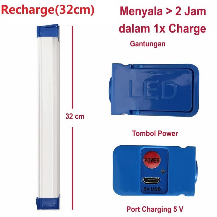 Lampu Neon T5 Panjang LED USB Lampu Belajar Rechargeable Lampu Darurat Lampu Panjang USB