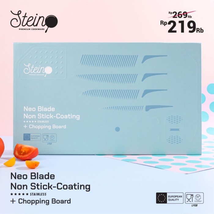 Steincookware Neo Blade Non Stick 7in1 Pisau Set dan Talenan/ stein