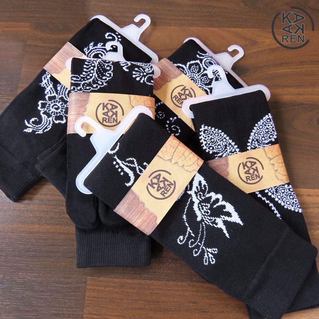 Kakaren Kaos Kaki Jempol Motif Henna Hitam Wanita Muslimah