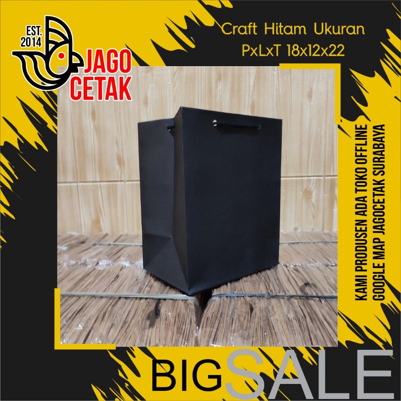 

Hitam 18x12x22 (Harga per Lusin 12biji) bahan craft polos paperbag craft hitam polos