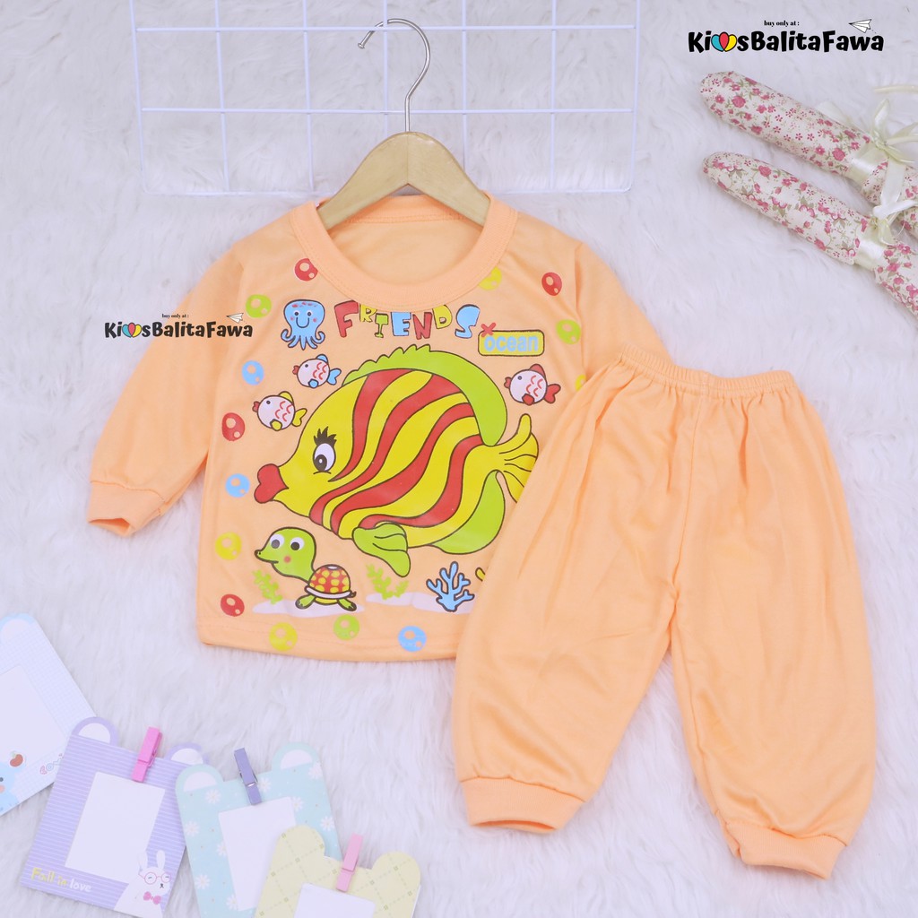 Piyama Kaos Kartun Uk Bayi - 3 Tahun / Celana Panjang Anak Laki Perempuan Baju Tidur Setelan