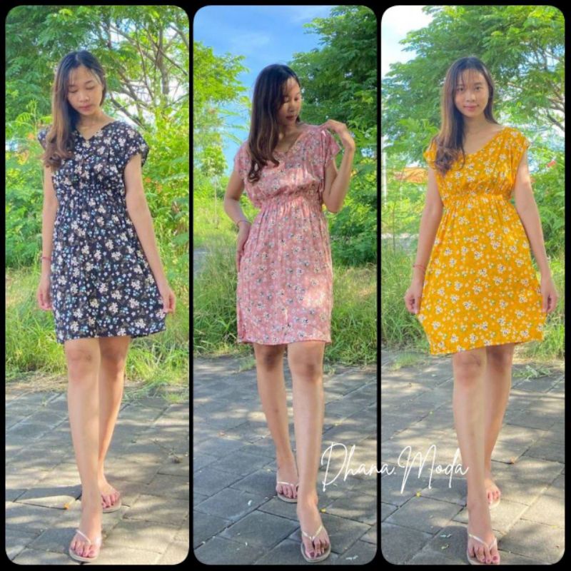 Dress Korea Wanita Korean Style Daster Manohara Tanpa Lengan Pendek Jumbo Kekinian Murah Fashion Rum