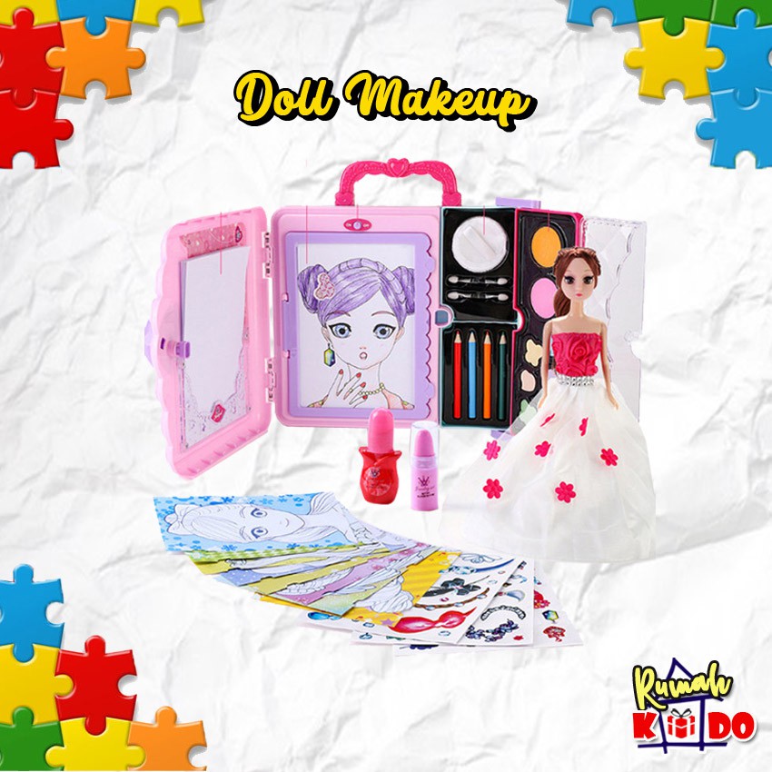 Mainan Anak Boneka Mewarnai Menggambar Makeup Mainan Edukasi