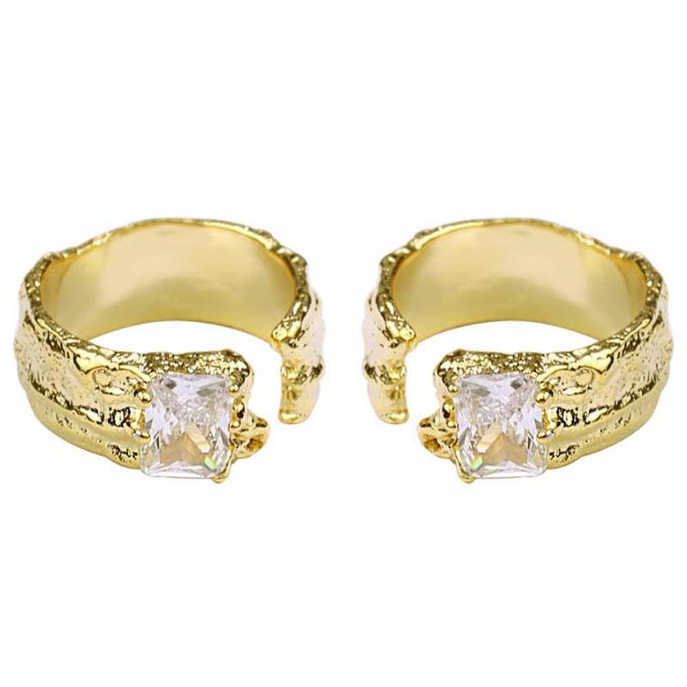 Mxbeauty Wanita Jari Cincin Mewah Indah Romantis Warna Emas Warna Perak Geometris Berlian Imitasi Adjustable Gaya Korea