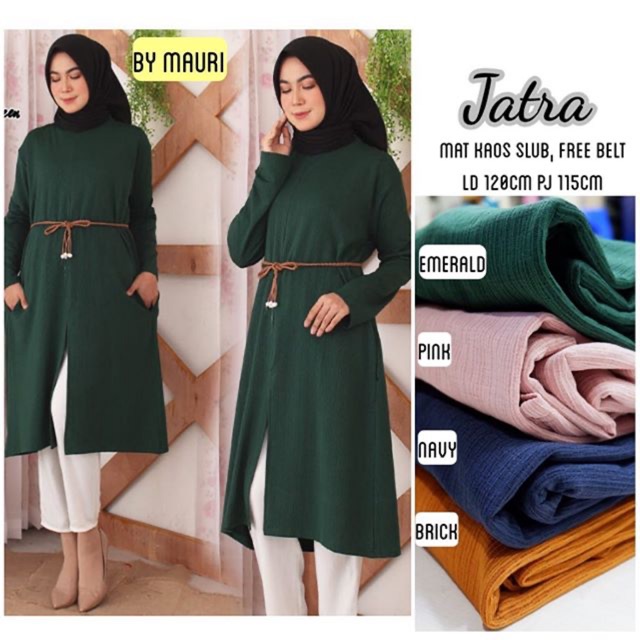 Jatra Tunik Kaos Slub Polos (free belt)