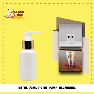 BOTOL PUMP GOLD TUBULAR 60 70ML WHITE BOTOL KOSMETIK - BOTOL 60ML 70ML TUBULAR PUTIH TUTUP PUMP GOLD