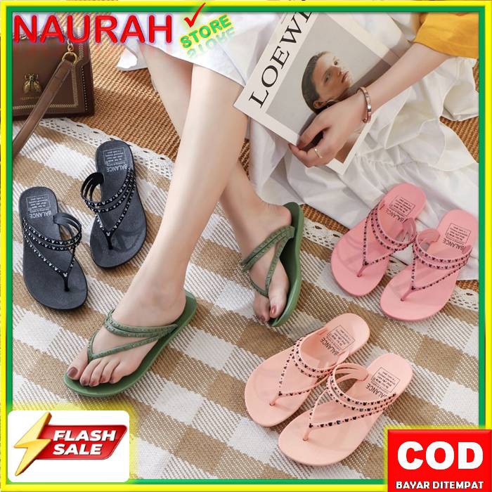 ( COD ) SANDAL BALANCE 1259 3 SENDAL JEPIT TALI KECIL SILUET MICKEY CANTIK LENTUR ANTI SLIP WARNA OK