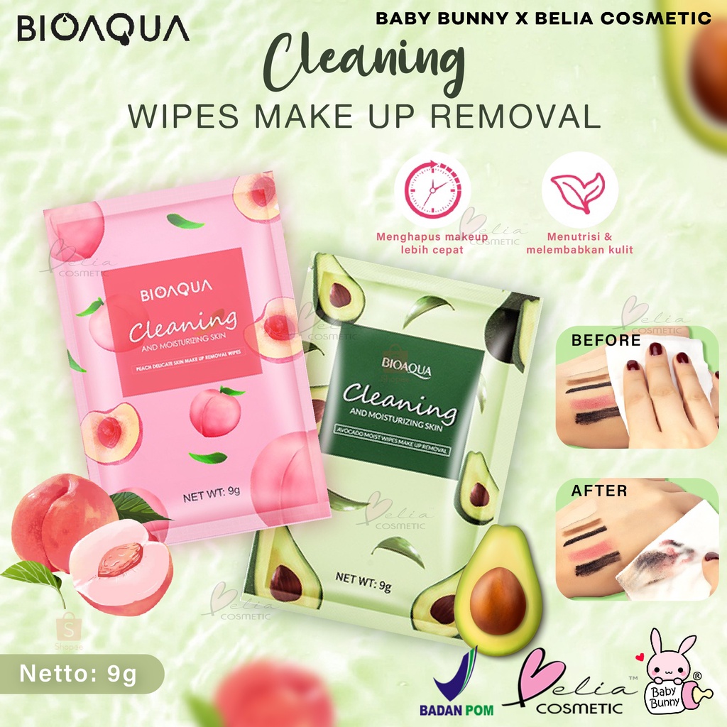 ❤ BELIA ❤ BIOAQUA Moist Wipes Make Up Removal 9g [ECER] | Makeup Remove wipes Cleansing Cotton remover Sheet | Tisu pembersih wajah | BPOM