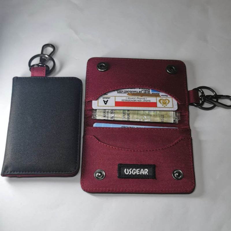 DOMPET STNK MOBIL MOTOR GANTUNGAN KUNCI SIM HITAM MAROON