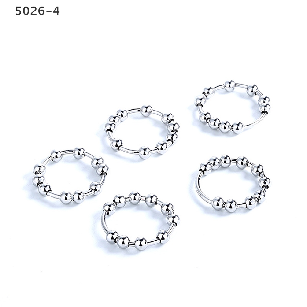 5026-4 Geometry Beads Ring Rotate Anti Stress Anxiety Men Women Ring Fashion Jewelry 5026-4