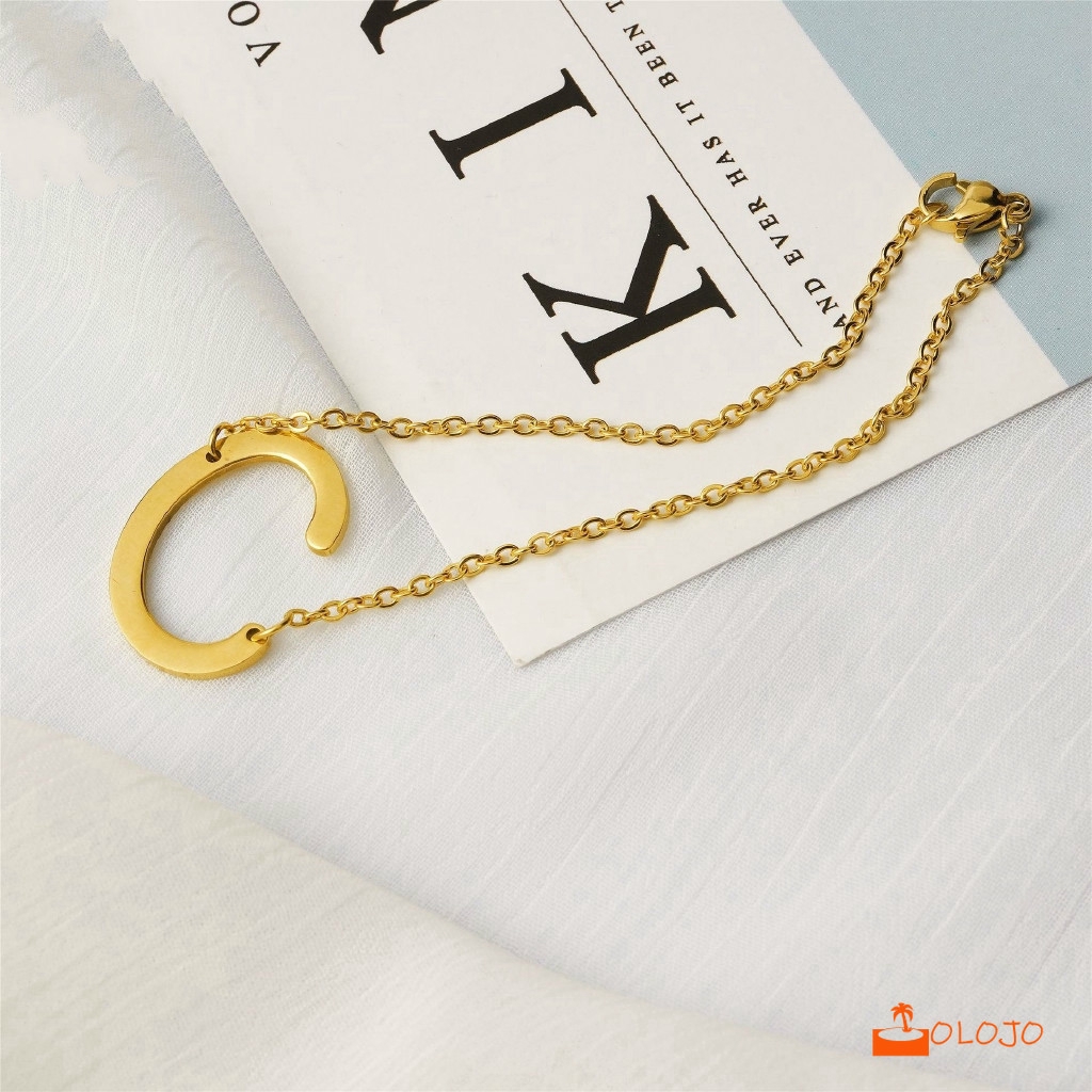 OLOJO  100% Gelang Titanium Gelang Huruf 26 Huruf Untuk Gelang Wanita Bracelet(Silver Color)