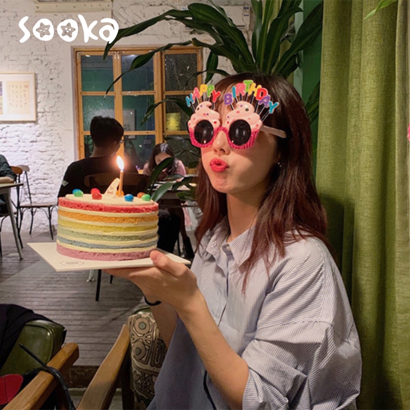 SOOKA Kacamata Anak Kreatif Lucu Tulisan Happy Birthday Untuk Properti Foto Ulang Tahun SK-GHB1037