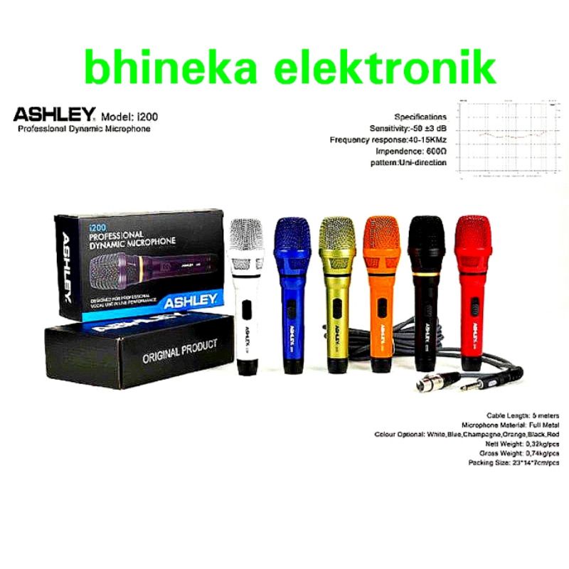 mic kabel ashley i200 original mic ashley i-200 microphone