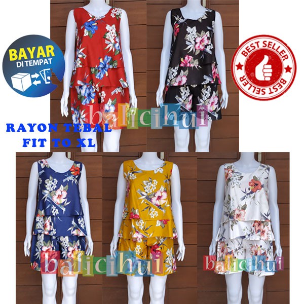 Balicihui Setelan Susun Bali Piyama Tidur XL pakaian tidur wanita adem, nyaman