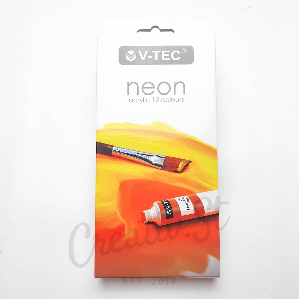 

V-TEC Cat Acrylic Paint Set 12 Warna Neon Cat Akrilik Vtec Set Paint