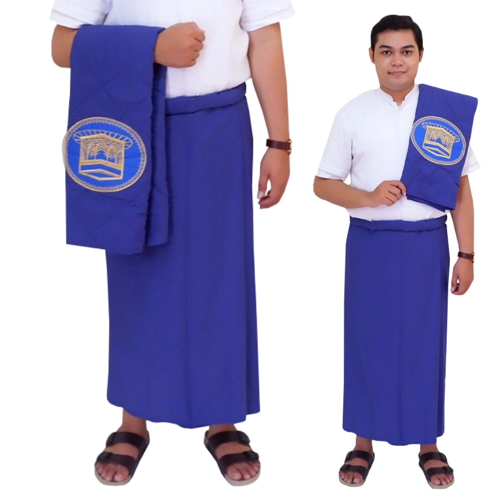 Paket Muslim Navy Sarung & Sajadah by Parisku - Sarung Warna Biru Sajadah Warna Biru Sarung Dingin
