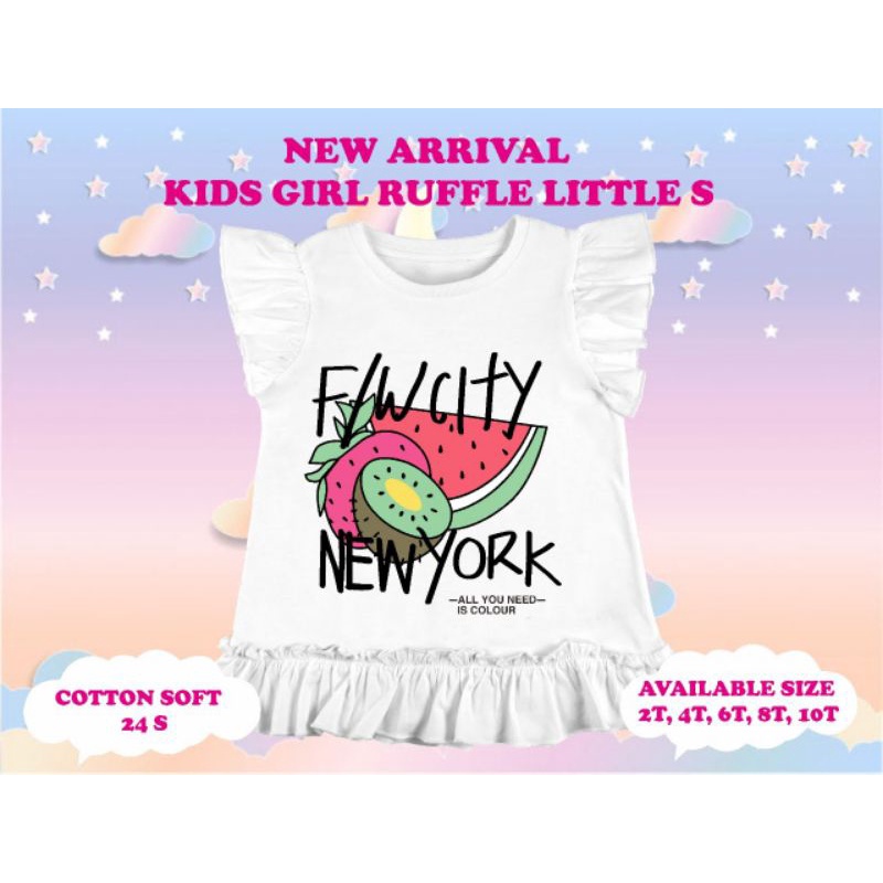 Kaos Anak Ruffle 2-8 Tahun by LITTLE S Kaos Kids Girl Ruffle