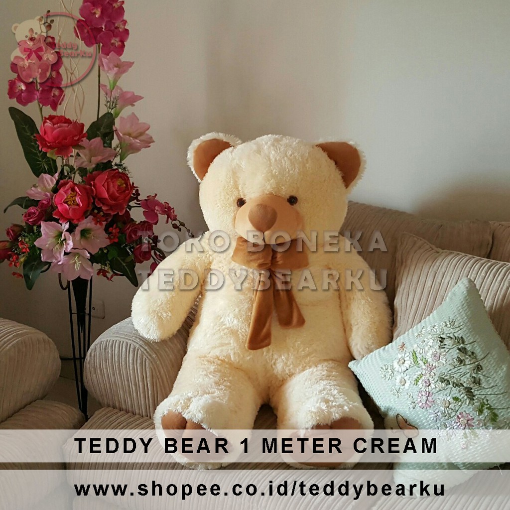 Boneka Teddy Bear Jumbo 1 Meter Warna Cream Khas Bandung