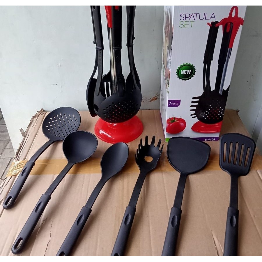 Spatula Set isi 6pcs With Gantungan Sutil Serbaguna / Tempat gantungan dan spatula set G-4406