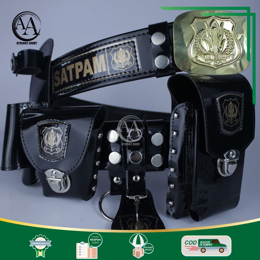 Sabuk Kopel Logo Satpam Fullset &amp; Kepala Bangkol Ikat Pinggang Atribut Perlengkapan Security Satpam Pria