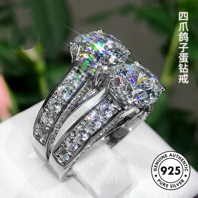 Cincin Sterling Silver 925 Hias Berlian Imitasi Elegan Untuk Wanita