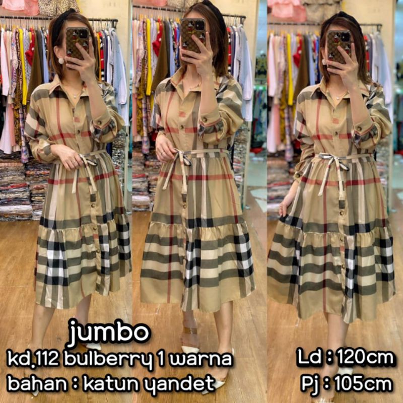 dress wanita kotak burberry bahan katun yandet kd112 sale409