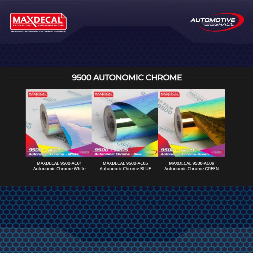 [Per 1 Meter] MAXDECAL 9500 AC Autonomic Chrome Series 135 cm Krom Bunglon Mirror Pelangi Lembayung