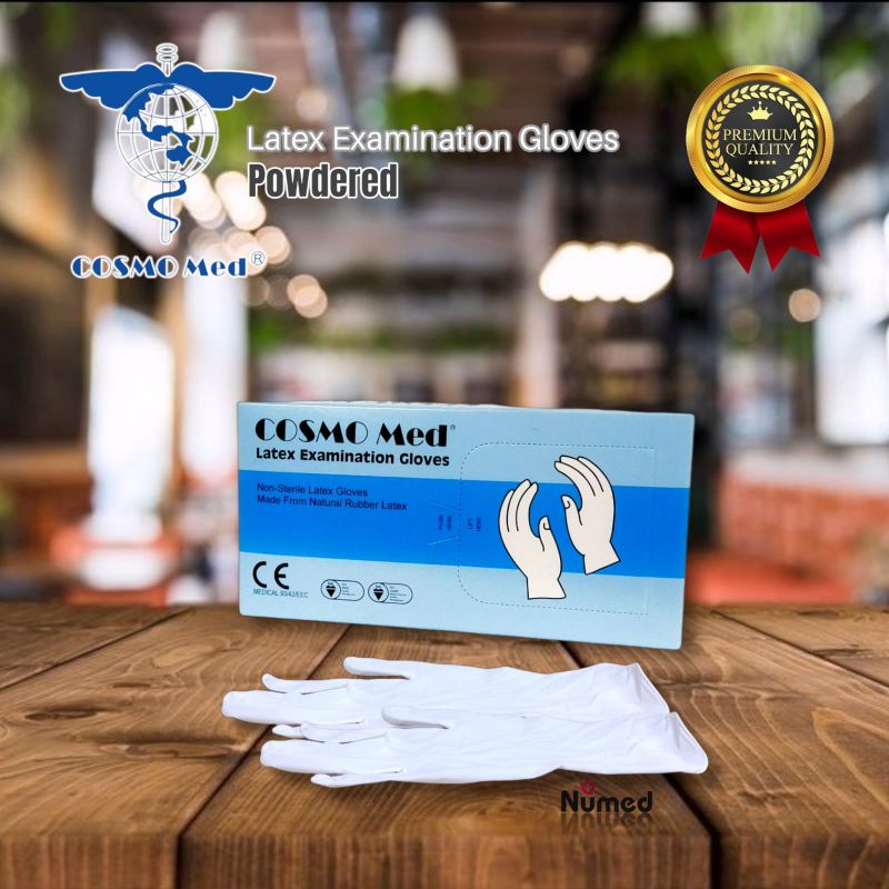 Sarung Tangan Karet Latex Medis Original Cosmo Med / Latex Powder Examination Gloves Cosmomed