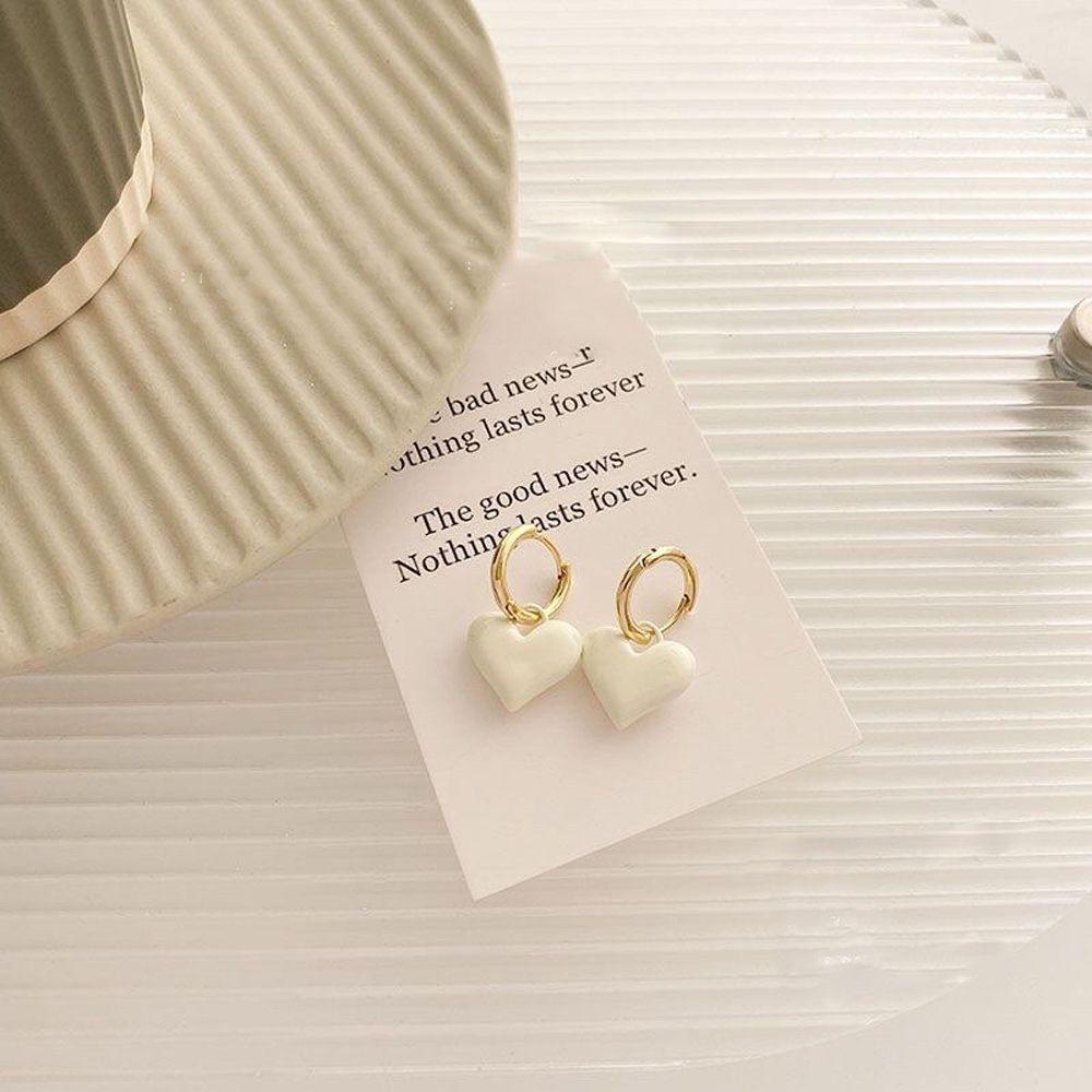 Mxbeauty Anting Hoop Perempuan Retro Jepang Hadiah French Heart Shape Lovely Menjuntai Earrings