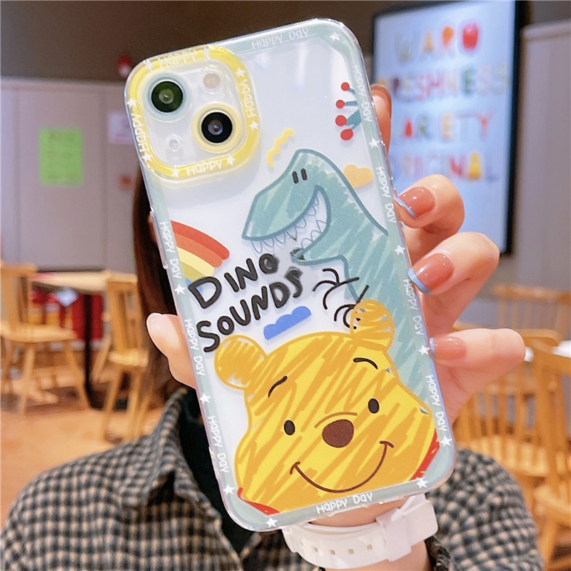 Soft Case TPU Transparan Motif Beruang Dinosaurus Untuk IPhone 13 12 Pro Max 11 XS XR X 8 7 6S Plus Mini