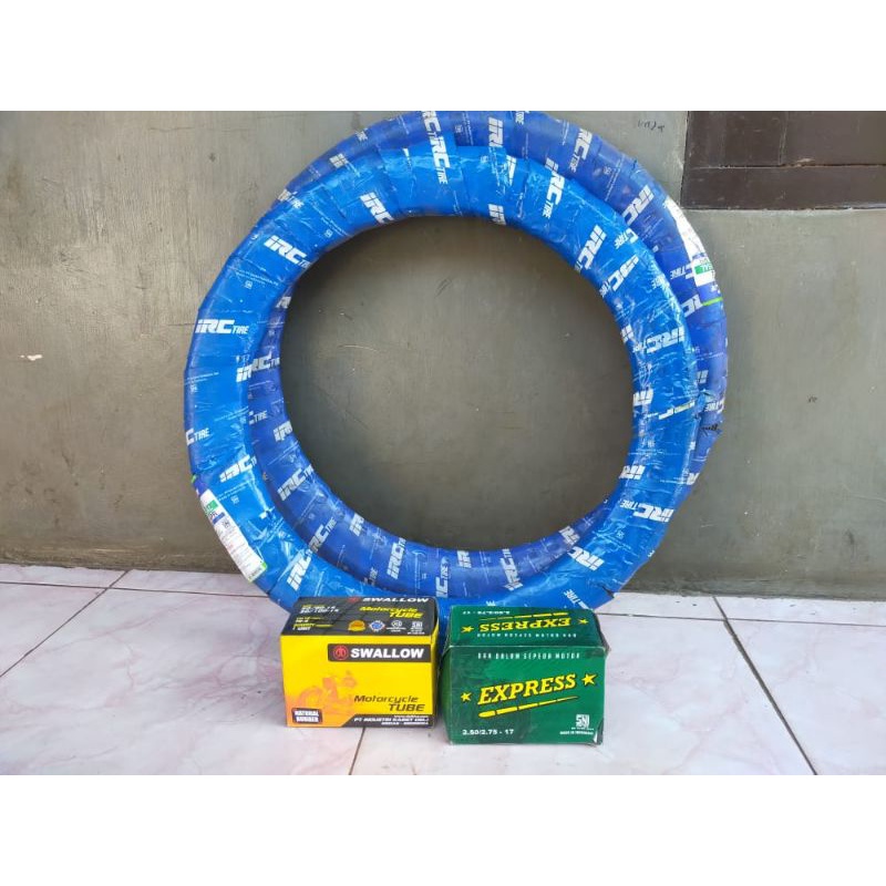 ban irc ukuran 225-17/250-18 sepasang depan blakang garis lurus sudah set ban dalam