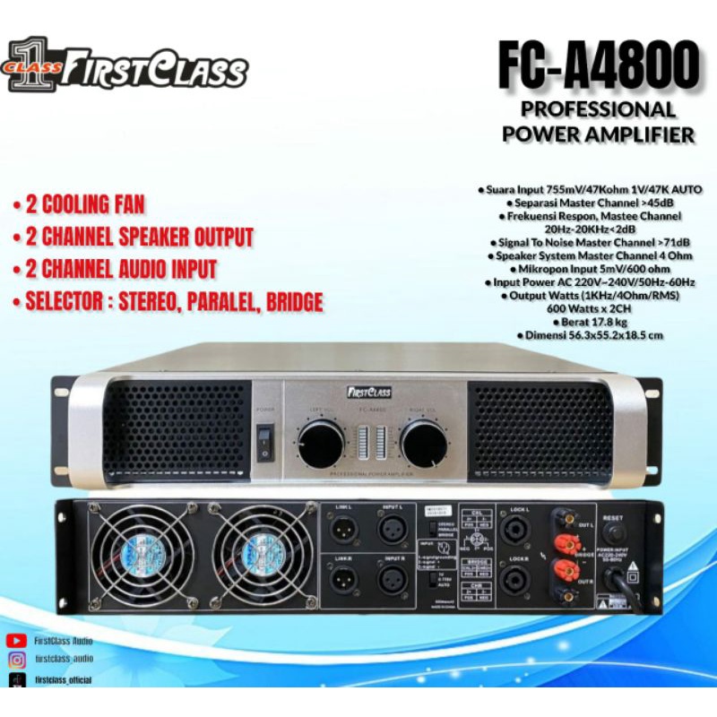power amplifier firstclass fc a4800 FC A4800 original First class Fc a4800