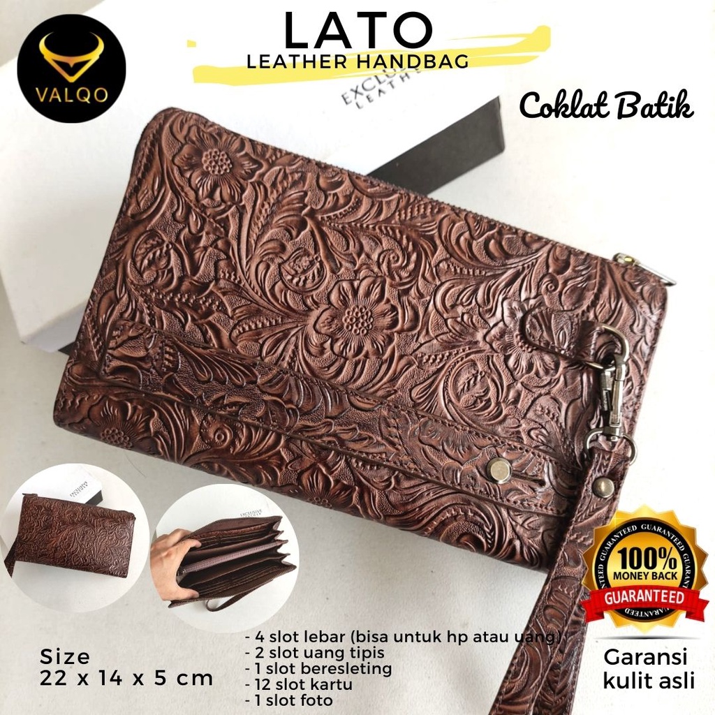 [VALQO] LATO Dompet Handbag Kulit Sapi Pria Wanita Pria Wanita Laki Perempuan Tas Tangan