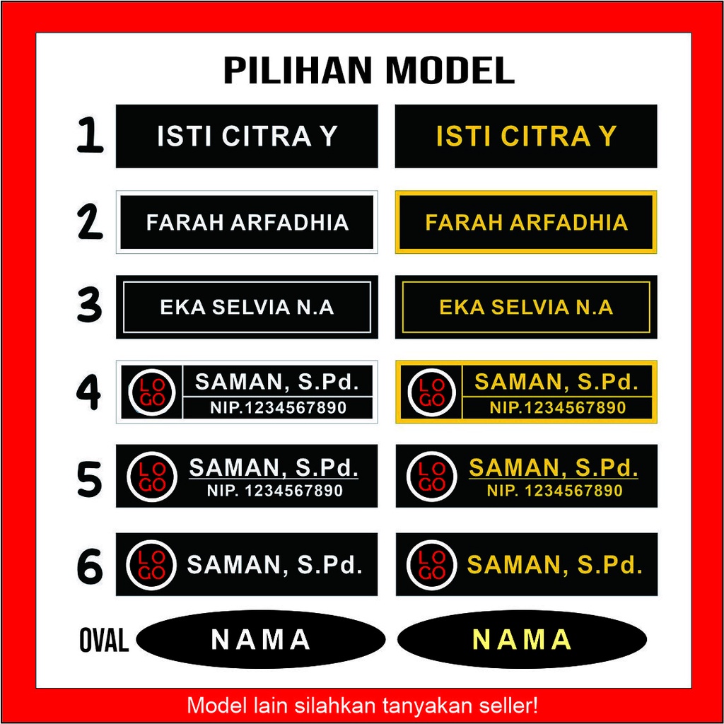 Nametag Papan Nama Dada Akrilik