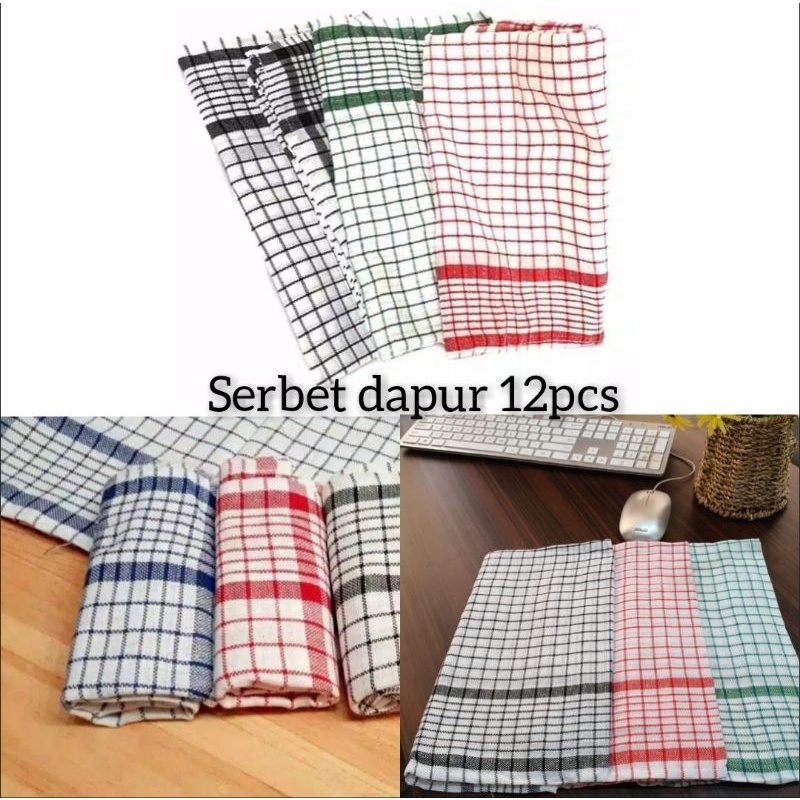 SERBET DAPUR 12PCS GSF | KAIN SERBET LAP DAPUR LUSINAN MERK GSF