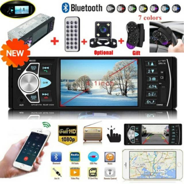 1 Din 4,1 Inchi MP5 Player Audio Car with Reverse Parking Camera (D)